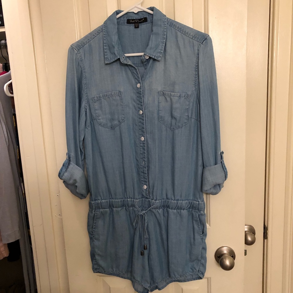 Velvet ❤️ Heart Denim Romper